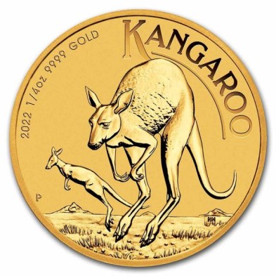 Moneda de Oro 25$ Dollar-Australia-1/4 oz.-Kangaroo (canguro)-2022