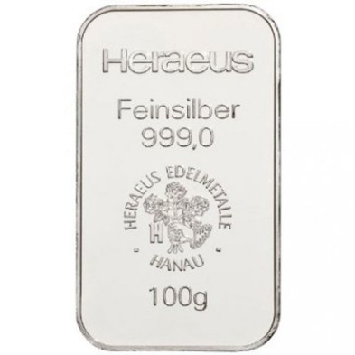 Lingote Plata 100 gramos Heraeus