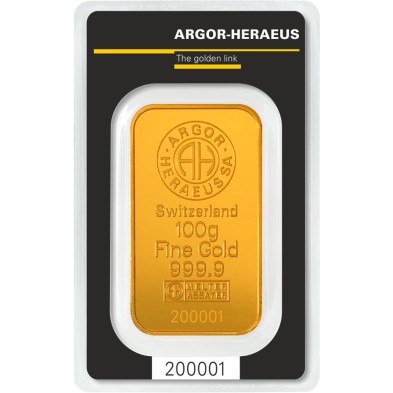 Lingote Oro 100 gramos Argor-Heraeus