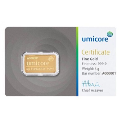 Lingote Oro 5 gramos Umicore