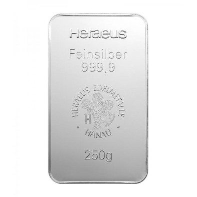 Lingote Plata 250 gramos Heraeus - Minted bar