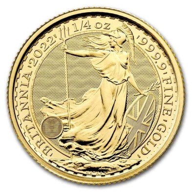 Moneda de Oro 25£ Libras-U.K. 1/4 oz.-Britannia-2022