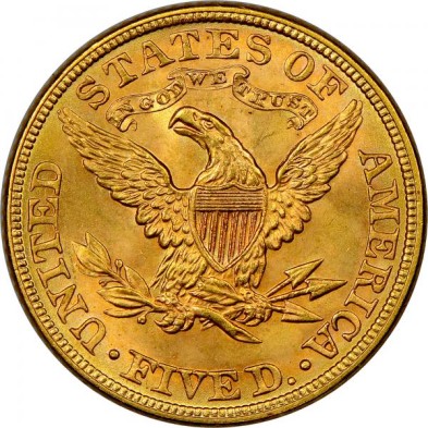 Moneda de Oro 5$ Dollar Usa-Liberty/Coronet Head-Half Eagle-1866/1908