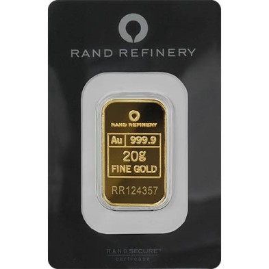 Lingote Oro 20 gramos Rand Refinery