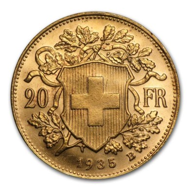 Moneda de Oro 20 Francos-Suiza-Vreneli-Varios Años