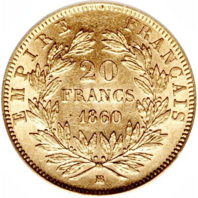 Moneda de Oro 20₣ Francos-Francia-Napoleón III-Varios Años