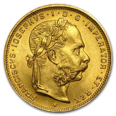 Moneda de Oro 8 Florín/20 Francos-Austria/Hungría-Francisco José I