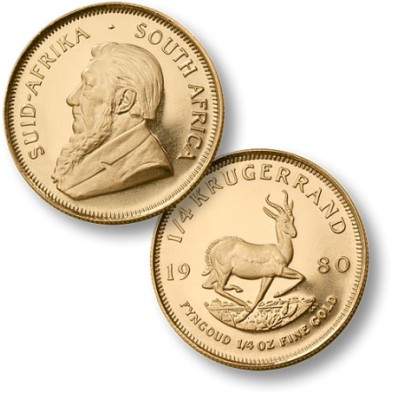 Moneda de Oro Krugerrand-1/4 oz.-Sudáfrica-Varios Años