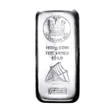 Moneda de Plata 2.5$ Dollar-Fiji-1 Kilo-Coin Cast Bar-2021