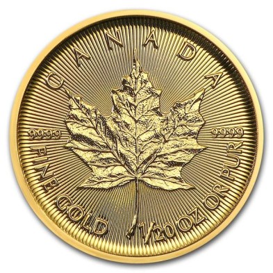 Moneda de Oro 1$ Dollar-Canadá-1/20 oz.-Maple leaf-Varios Años