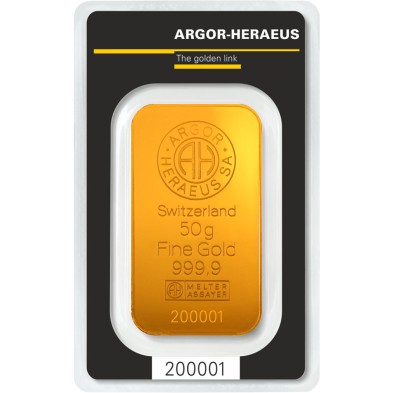 Lingote Oro 50 gramos Argor-Heraeus