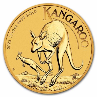 Moneda de Oro 15$ Dollar-Australia-1/10 oz.-Kangaroo (canguro)-2022