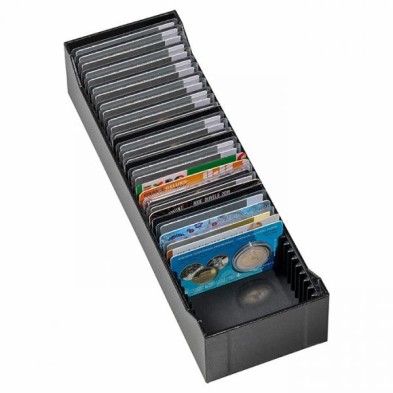 Caja archivo LOGIK para 40 lingotes de Oro en blister o Coincards, horizontal.