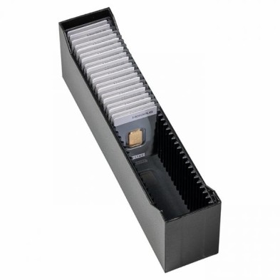 Caja archivo LOGIK para 40 lingotes de Oro en blister o Coincards, vertical.