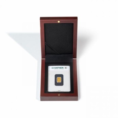 Estuche Volterra Gold para lingotes en blíster, presentación vertical - Color Caoba