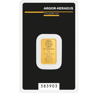 Lingote Oro 5 gramos Argor-Heraeus kinebar