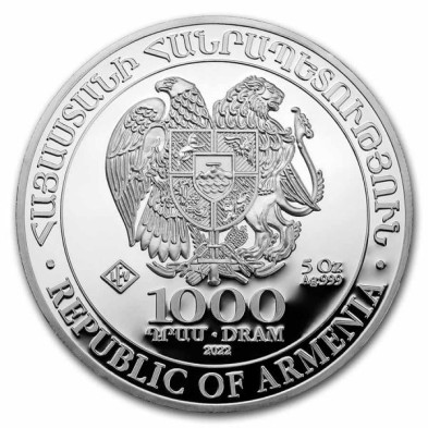 Moneda de Plata 1000֏ Armenia - 5 oz. Arca De Noé-2022