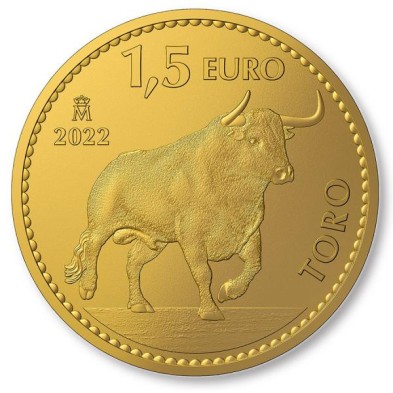 Moneda de Oro 1,5 € Euros España 1 oz. Toro-2022