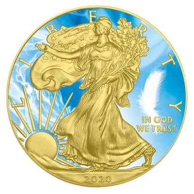 Moneda de Plata 1$ Dollar-USA-1 oz.-American Eagle-2020-Air, Art Color Collection.