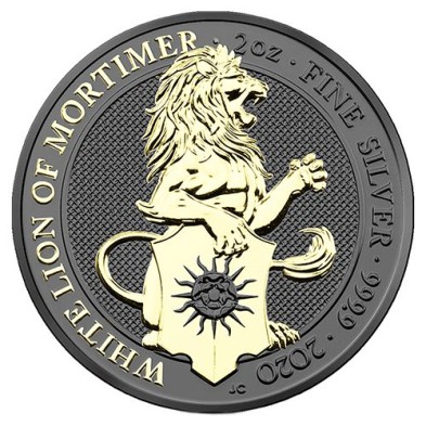 Moneda de Plata 5£ Libras-U.K.-2 oz-Queen's Beasts -2020-Lion of Mortimer, Art Color Collection.
