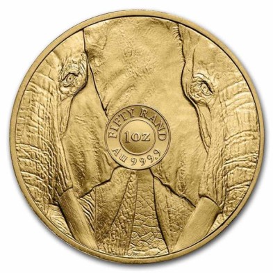 Moneda de Oro 50 Rand-Sudáfrica-1 oz.-Big Five Elephant-2022