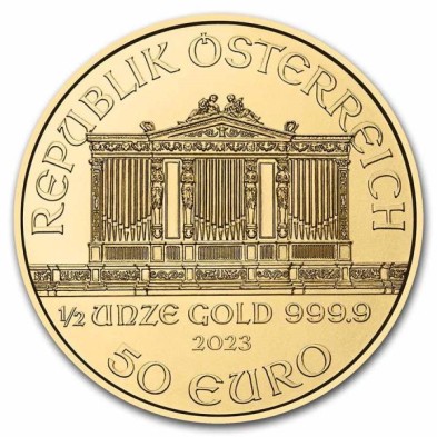 Moneda de Oro 50€ Euros-Austria-1/2 oz.-Filarmónica de Viena-2023