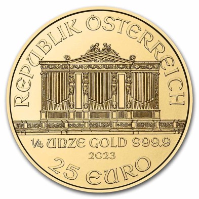 Moneda de Oro 25€ Euros - Austria - 1/4 oz. - Filarmónica de Viena-2023