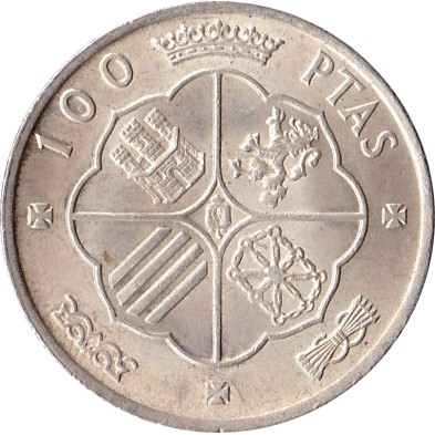 Moneda de Plata 100 Pesetas-España-Francisco Franco-Varios Años