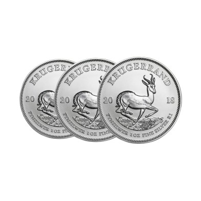 Moneda de Plata 1 Rand-Sudáfrica-1 oz.-Krugerrand-Varios Años-Segunda Mano