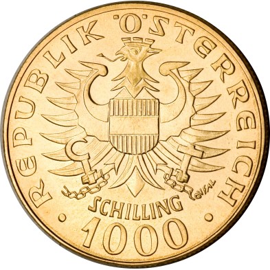 Moneda de Oro1000 Schilling-Austria-Babenberg Dynasty-1967