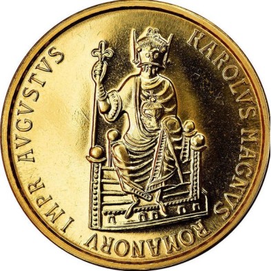 Moneda de Oro 50 Ecus-Belgica-Karolus Magnus-1989