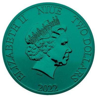 Moneda de Plata 2$ Dollar-Niue Turtle-1 oz.-Hawksbill Space Turtle-Art Color