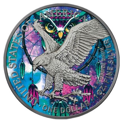 Moneda de Plata 1$ Dollar-USA-1 oz.-American Eagle-2022-Owl, Art Color