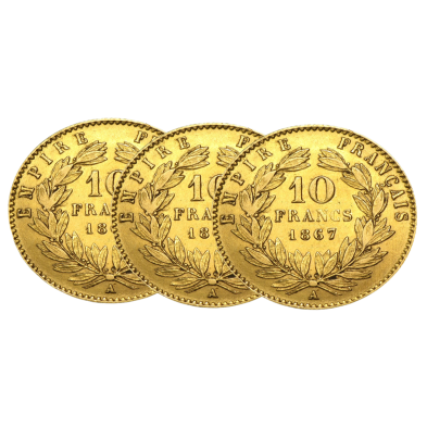 Moneda de Oro 10₣ Francos-Francia-Napoleón III-Varios años