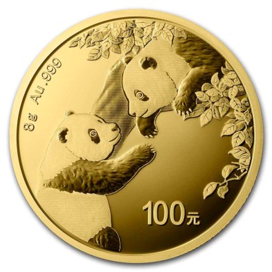 Moneda de Oro 100¥ Yuan-China-8 gramos-Panda-2023