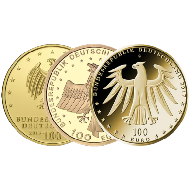 Moneda de Oro 100€ Euros-Alemania-1/2 Oz-Varios Años
