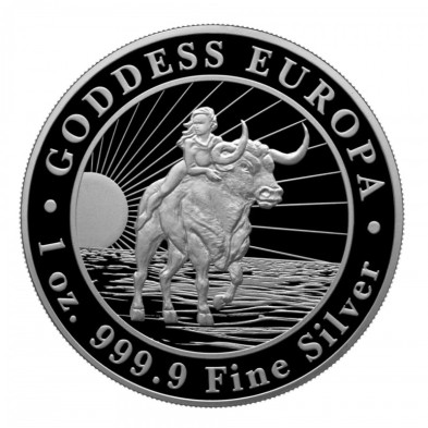 Moneda de Plata 5000 CFA- Rep. Of Tchad-1 Oz-Goddess Europa-2023