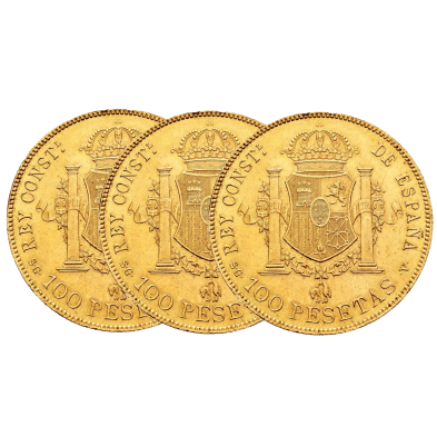 Moneda de Oro 100 Pesetas-España-Alfonso XIII-Reacuñación-1897