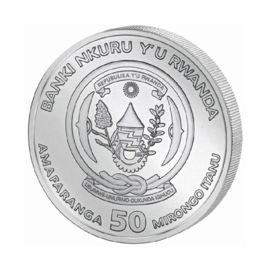 Moneda de Plata 50RWF Francos-Ruanda-1 Oz.-Cocodrilo Del Nilo-2023