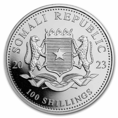 Moneda de Plata 100Sh Chelín-Somalia-1 Oz.-Elefante-Rabbit Privy-2023