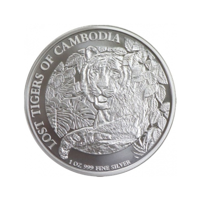 Moneda de Plata 3000៛ Riels-Cambodia-1 Oz.-Lost Tigers of Cambodia-2023