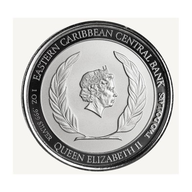 Moneda de Plata 2$ Dollar-Estados Del Caribe Oriental-1 Oz.-Montserrat Sea Turtle-2022