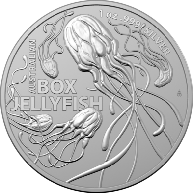 Moneda de Plata 1$ Dollar-Australia-1 Oz.-Box Jellyfish-Serie, Most Dangerous-2023