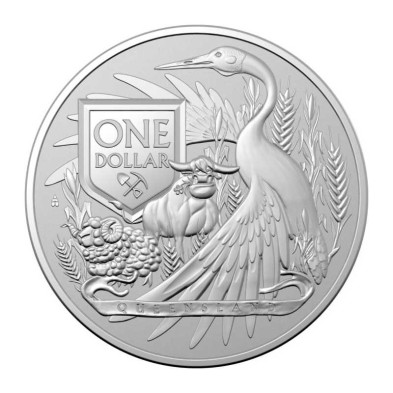 Moneda de plata 1$ Dollar-Australia-1 Oz.-Australia's Coat Of Arms-Queensland-2023