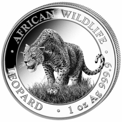 Moneda de plata 100Sh Shillings-Somalia-1 Oz.-African Wildlife-Leopard-2023