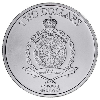 Moneda de Plata 2$ Dollar-Niue-1 Oz.-Roaring Lion-2023