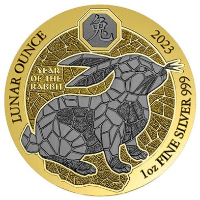 Moneda de plata-50RWF Francos-Ruanda-1 oz.-Black Rabbit-2023- Art Color Collection.