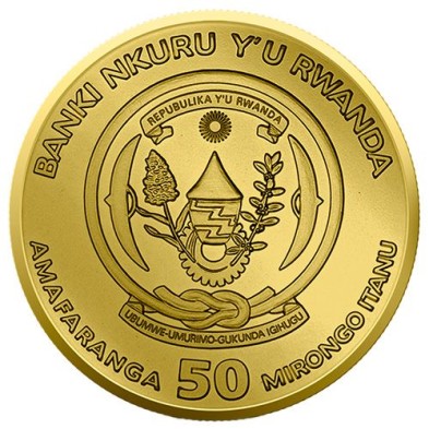 Moneda de plata-50RWF Francos-Ruanda-1 oz.-Black Rabbit-2023- Art Color Collection.