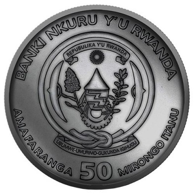 Moneda de plata-50RWF Francos-Ruanda-1 oz.-Azure Rabbit-2023- Art Color Collection.
