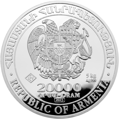 Moneda de Plata 20000֏ Dram-Armenia-5Kg. Arca De Noe-2023